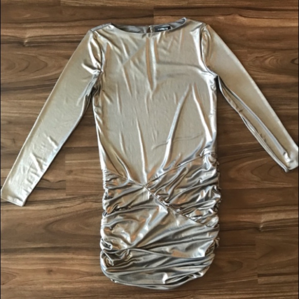 Metallic Gold Mini Dress - Picture 3 of 6